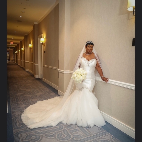 Pantora Dresses & Skirts - Pantora Jaleesa Elegant White Wedding Dress with Train Pre Owned